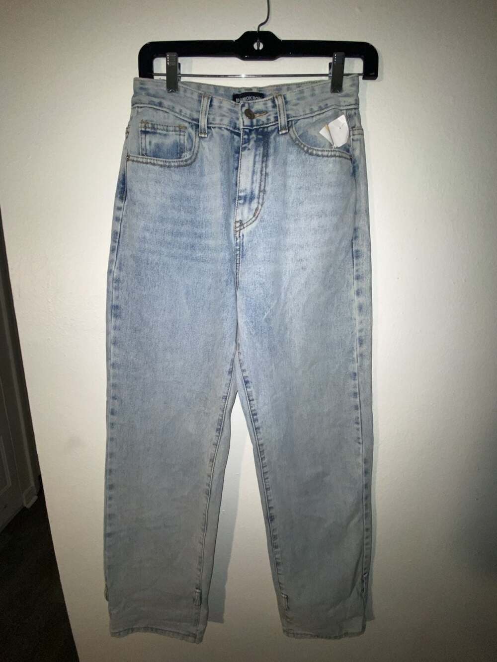 Missy Empire Cici Light Wash Tie Hem Straight Leg Jeans